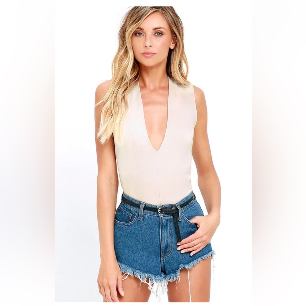 Lulu’s Work It Beige Bodysuit